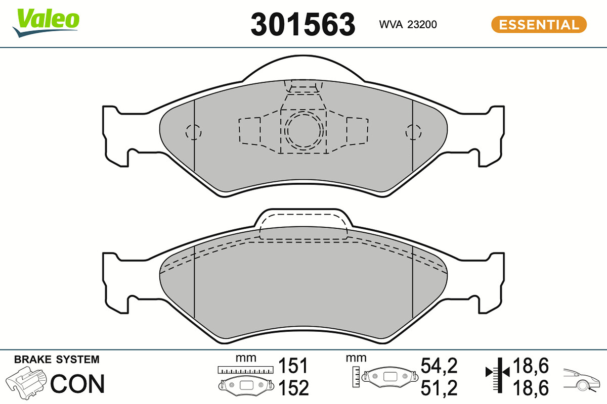 Jeu de 4 plaquettes de frein VALEO ref. 301563